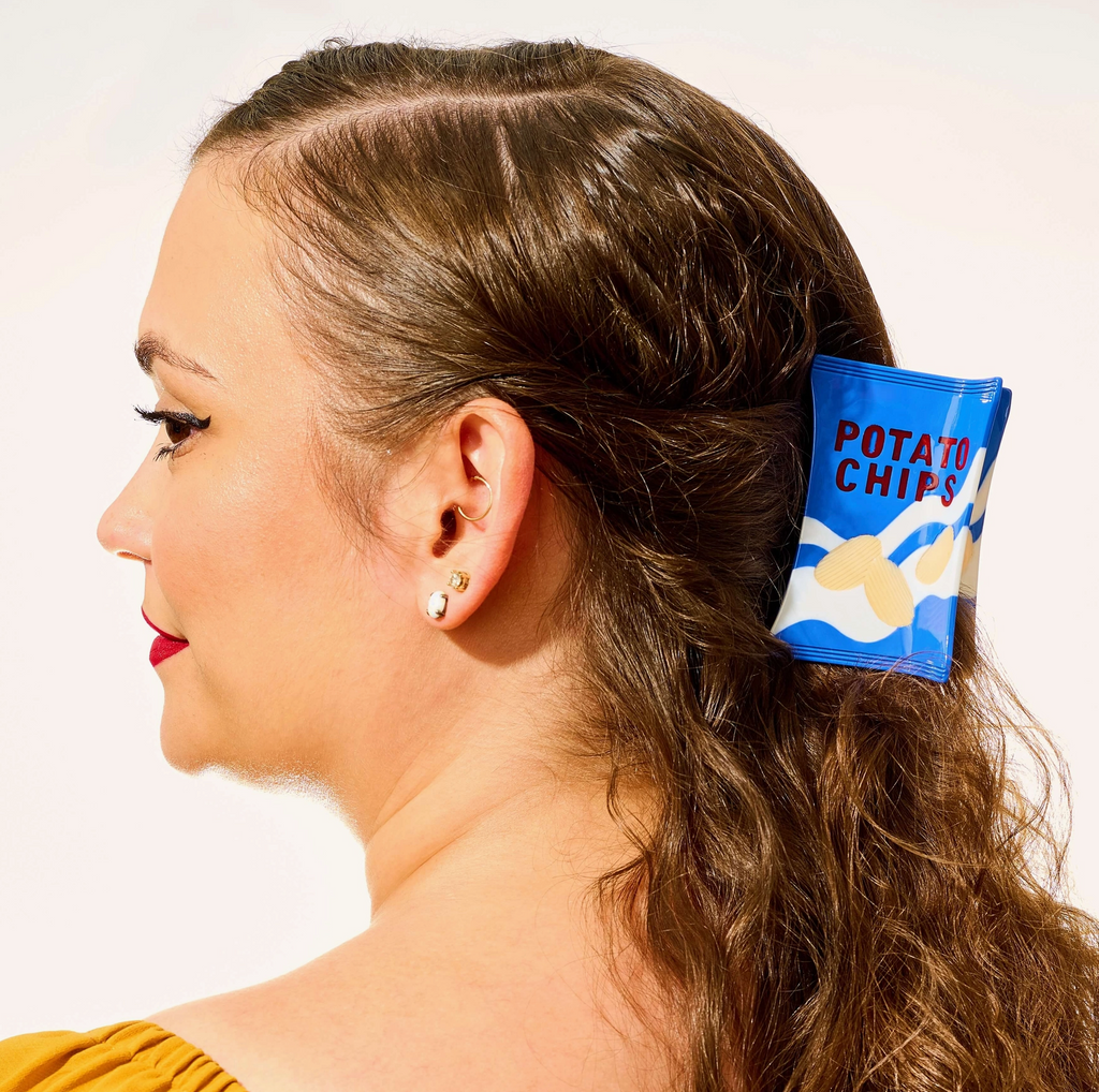 Large Potato Chip Bag Hair Claw Clip