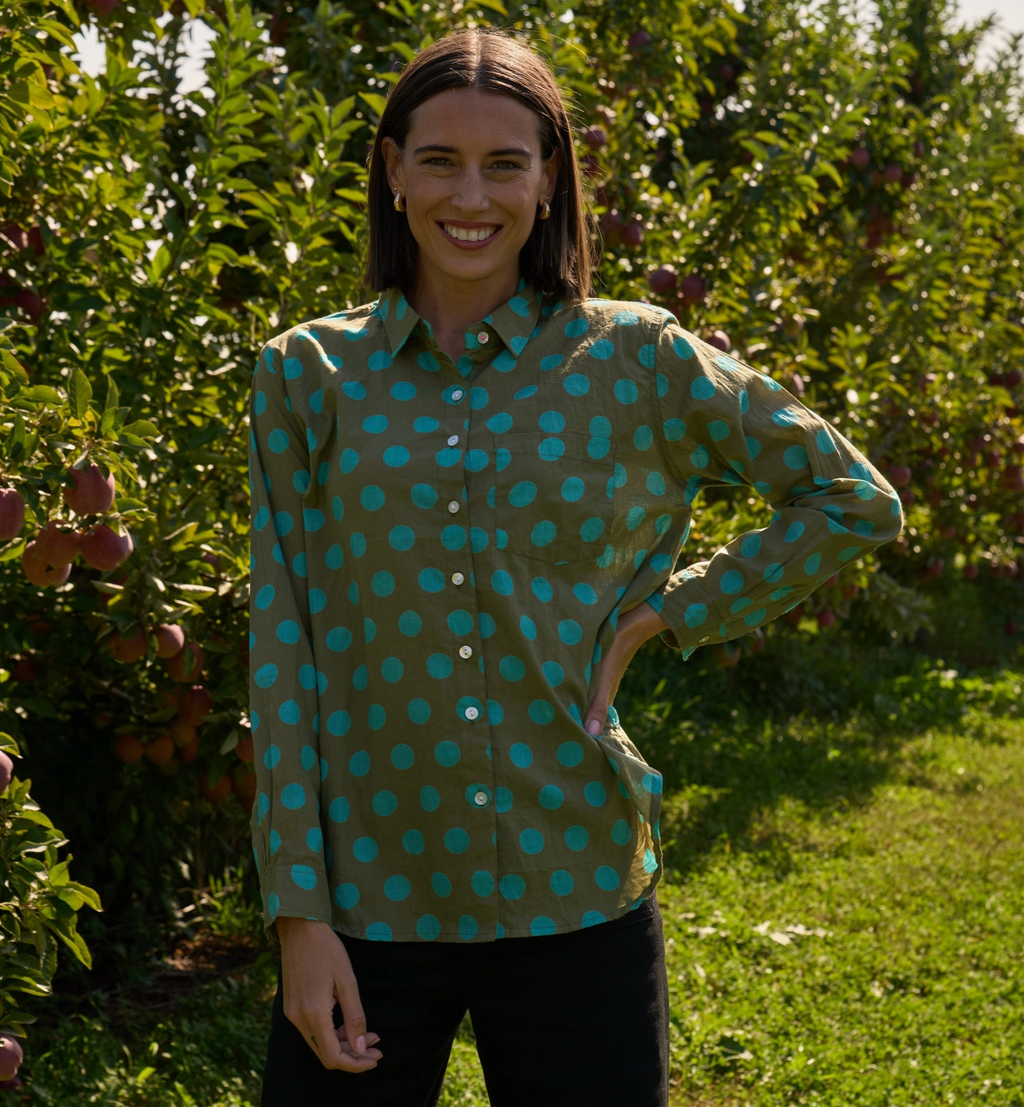 Good Boyfriend Shirt - Olive & Cerulean