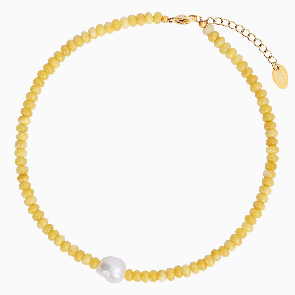 Golden Citrine Pearl Necklace