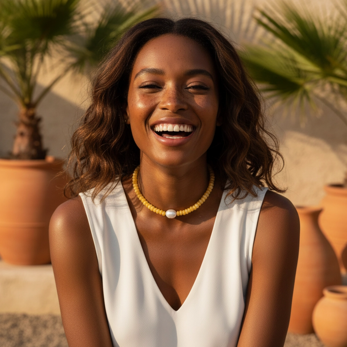 Golden Citrine Pearl Necklace
