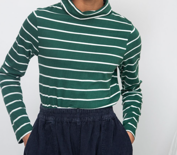Pine-Sue Stripe Turtleneck