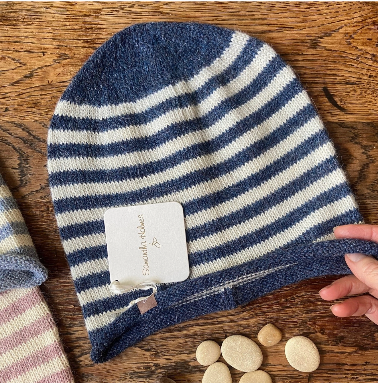 Alpaca Stripe Jersey Knit Beanie