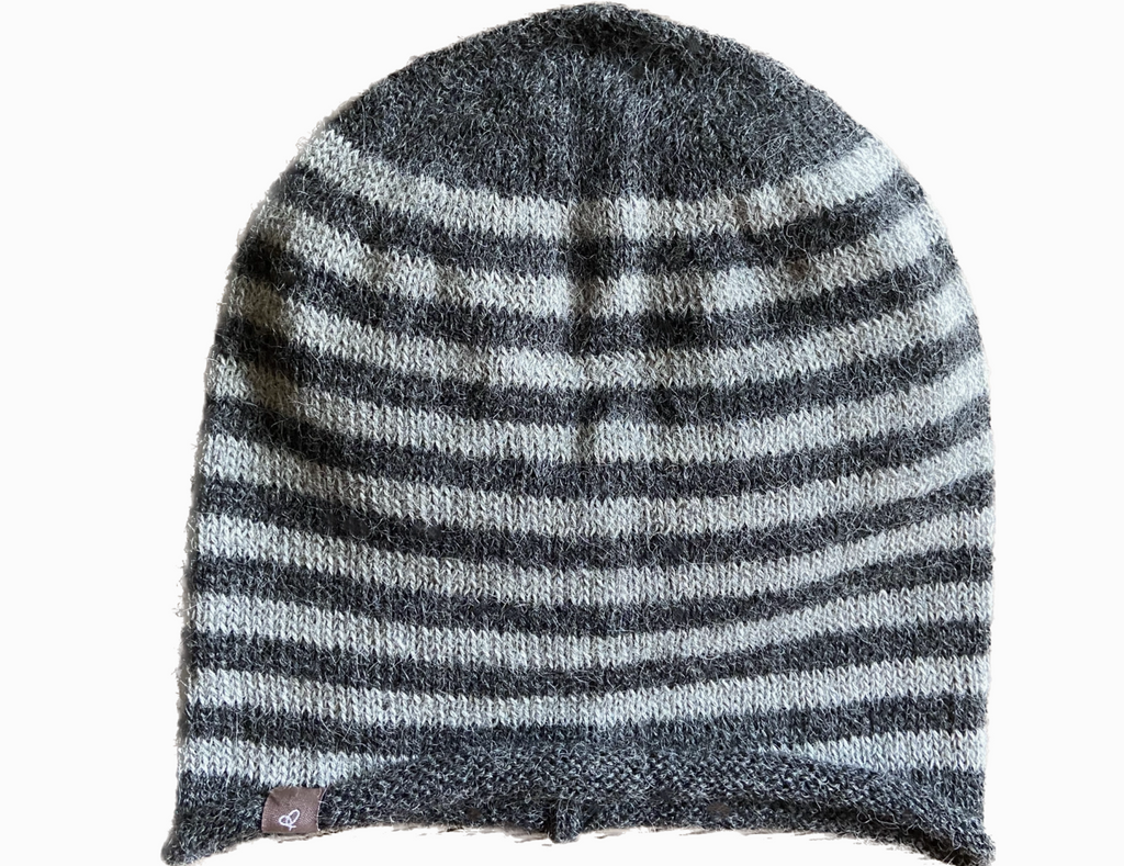Alpaca Stripe Jersey Knit Beanie