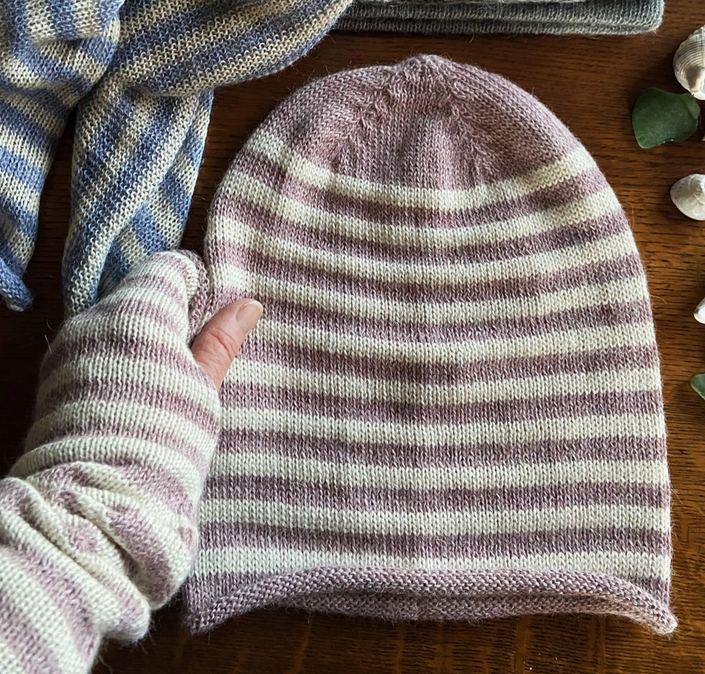 Alpaca Stripe Jersey Knit Beanie