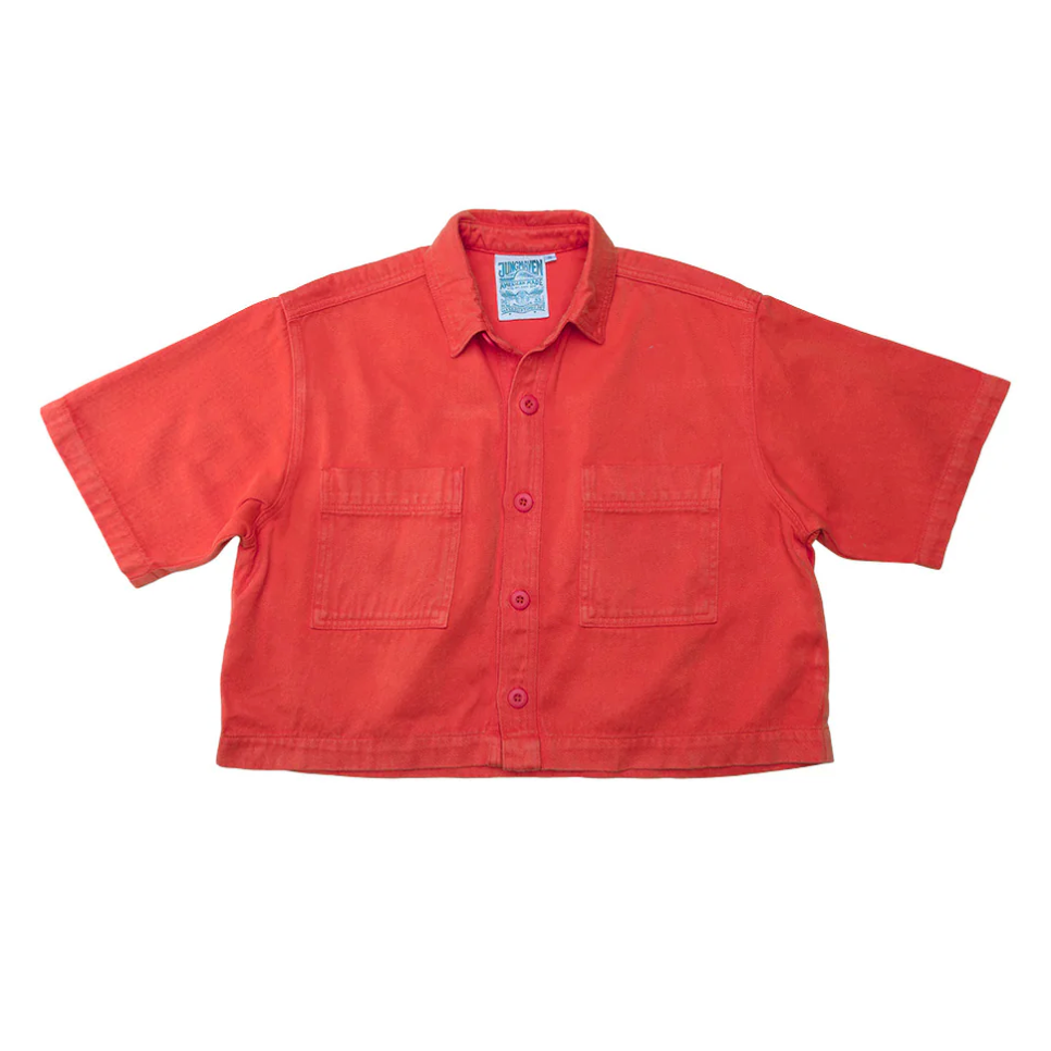 Red short-sleeve shirt on a white background