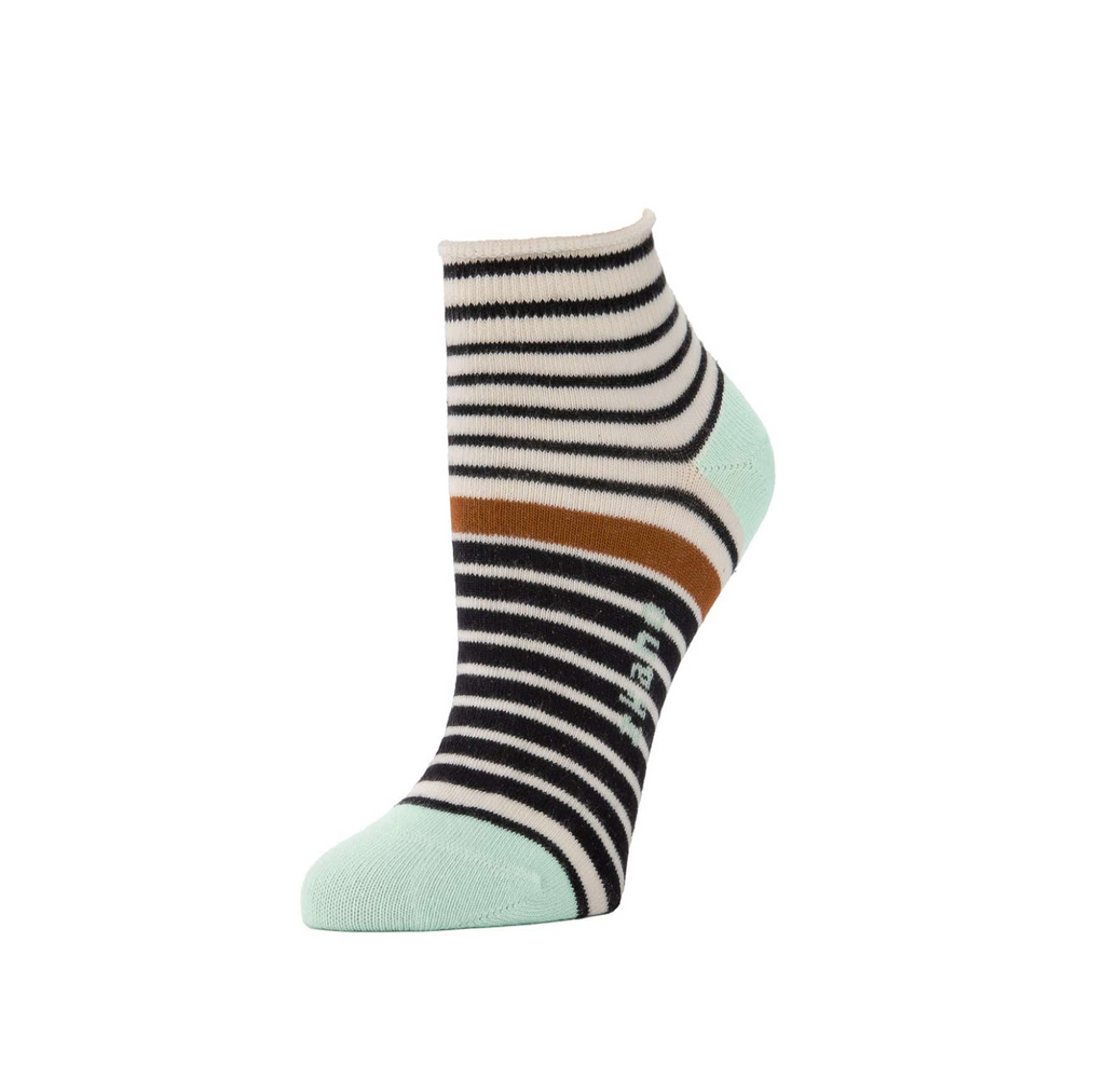 Rosette Striped Anklet Socks