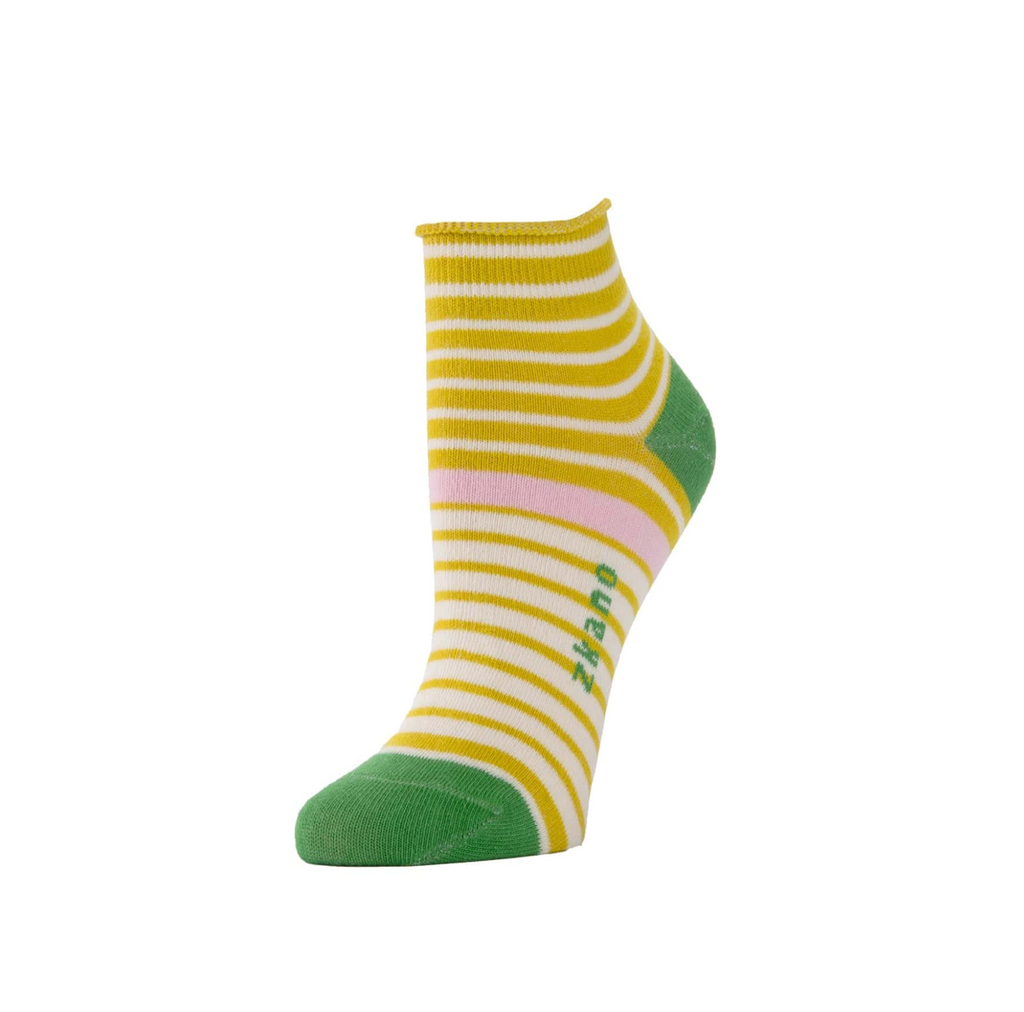 Rosette Striped Anklet Socks