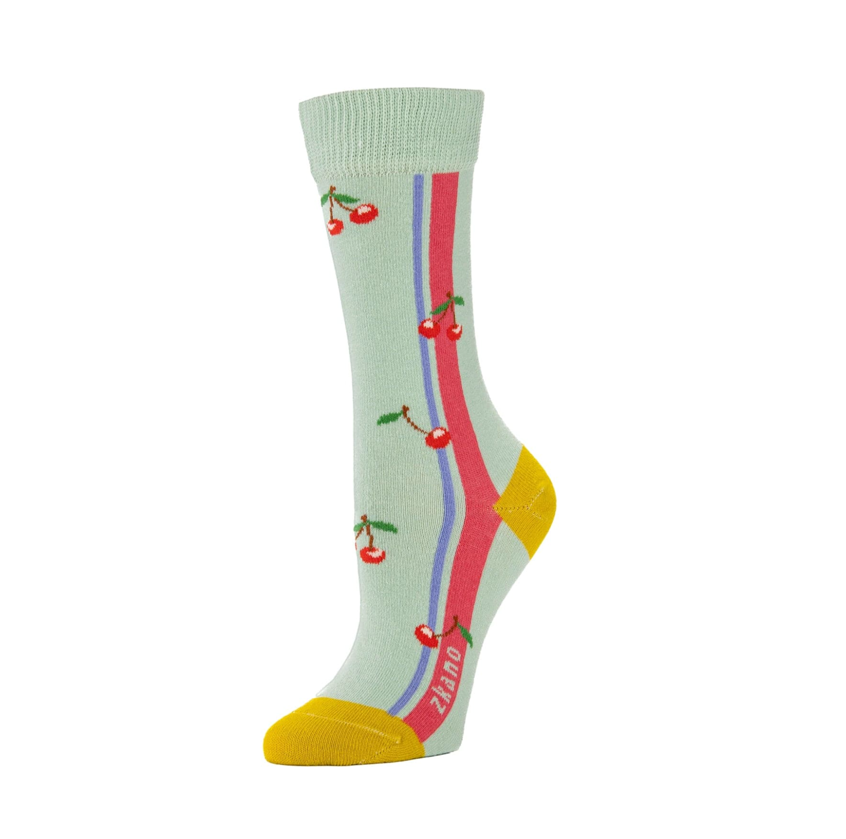 Cherry Side Stripe Crew Socks