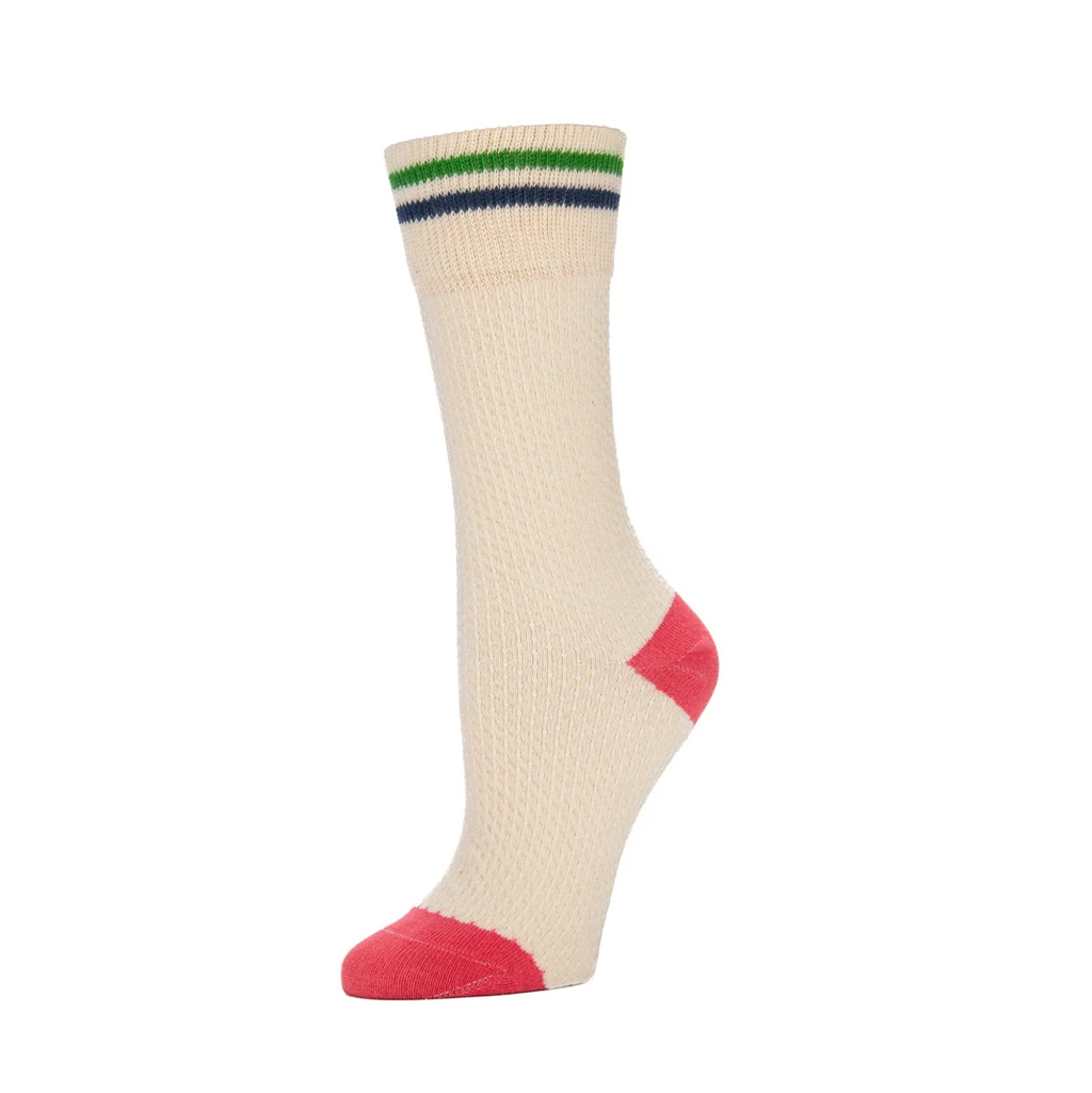 Pintuck Stripe Crew Socks
