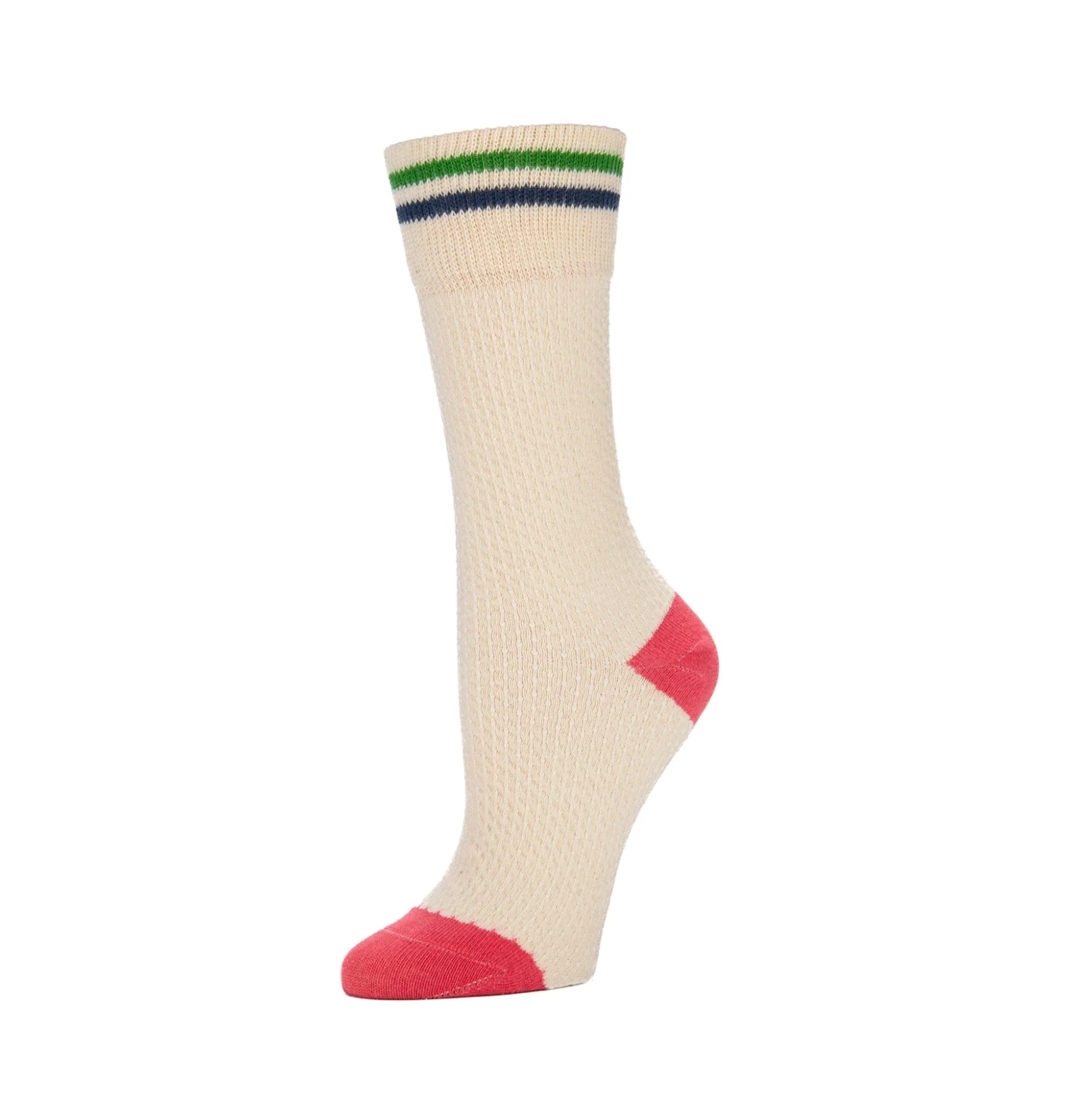 Pintuck Stripe Crew Socks