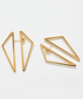 Double Sided Gold Geometric Triangle Earrings
