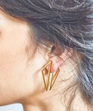 Double Sided Gold Geometric Triangle Earrings