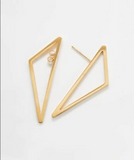 Double Sided Gold Geometric Triangle Earrings