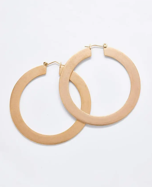 Gold Matte Large Hoop Earrings