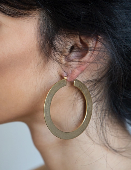 Gold Matte Large Hoop Earrings