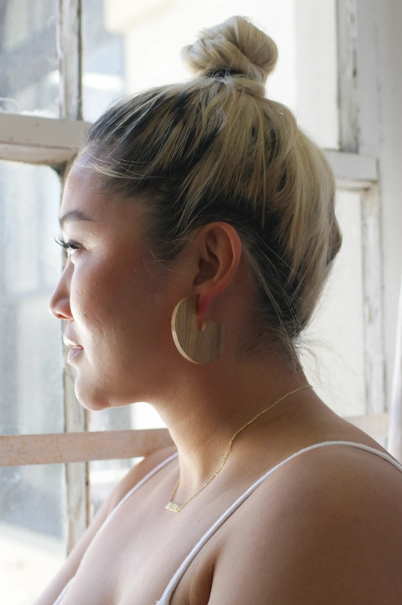 Wood Disc Earrings - Large