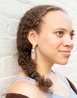 Modern Brass and Purple Earrings