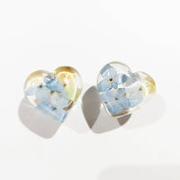 Mini Stud Heart Hydrangea Earrings
