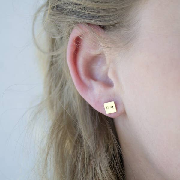 Hand Stamped Stud Earrings