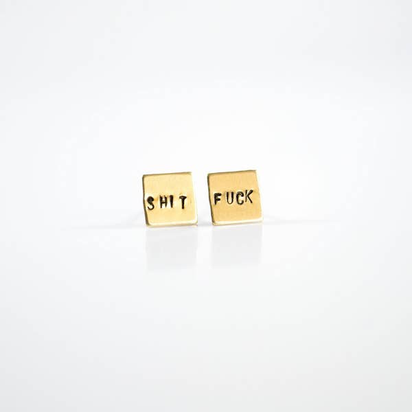 Hand Stamped Stud Earrings